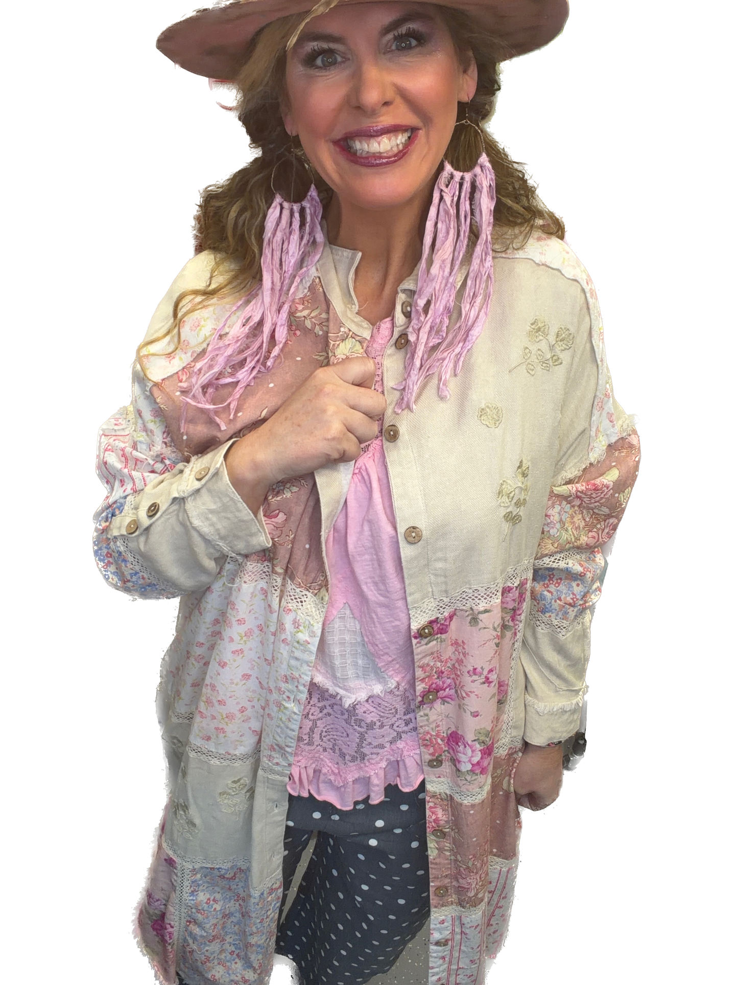 SALE Oli & Hali- Washed Multi Print Long Top (Mauve) *Final Sale*