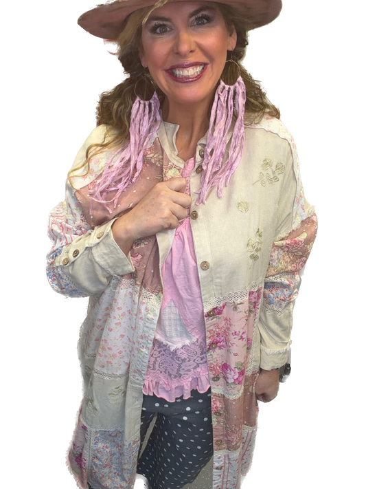 SALE Oli & Hali- Washed Multi Print Long Top (Mauve) *Final Sale*