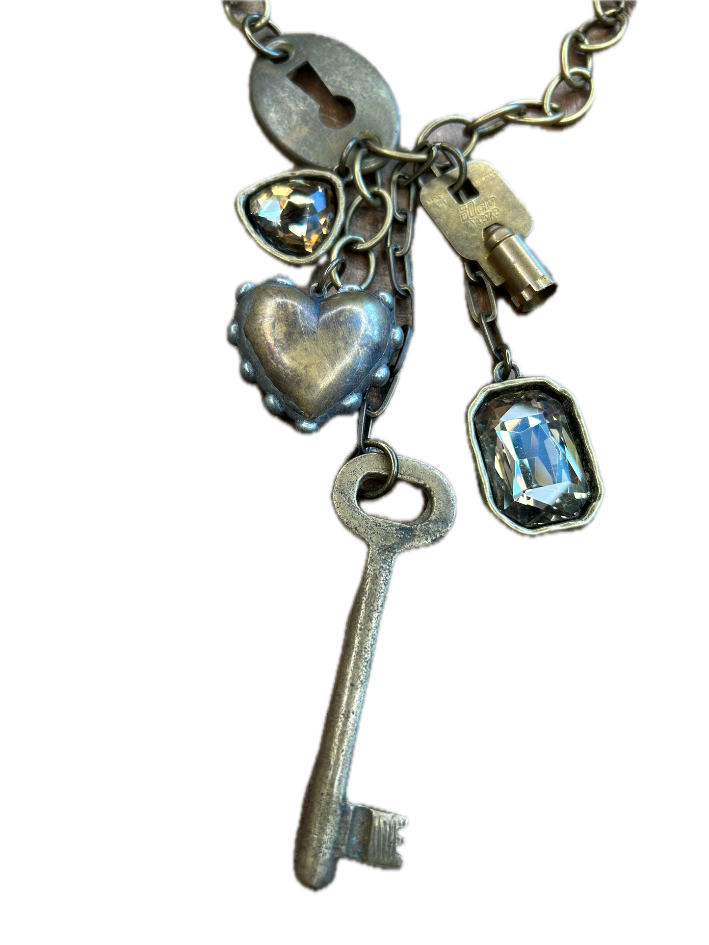 SALE Art By Amy- Brassy Lock and Key Necklace