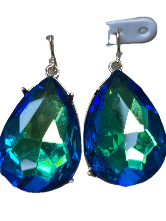 Green and Blue AB Teardrop Earrings