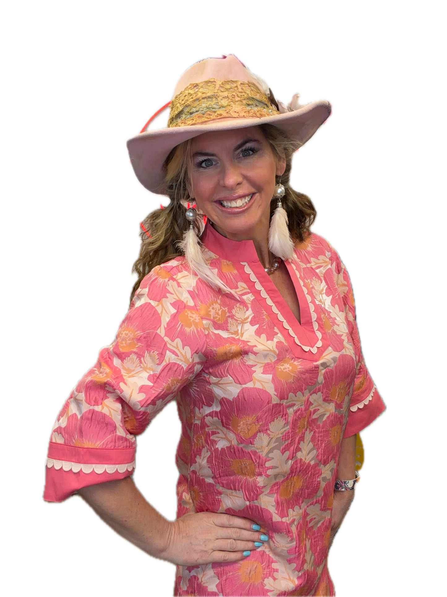 Jodifl- Lovely Floral Jacquard Dress (Flamingo) *Final Sale*