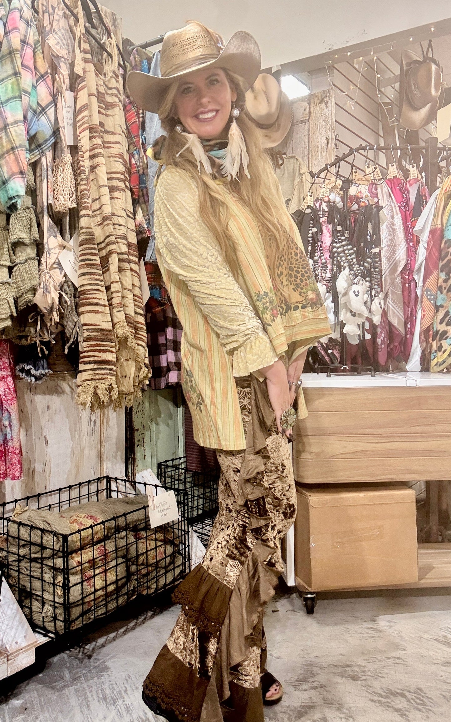 SALE A Rare Bird- Butterfly Velvet Leggings (Brown) *Final Sale*