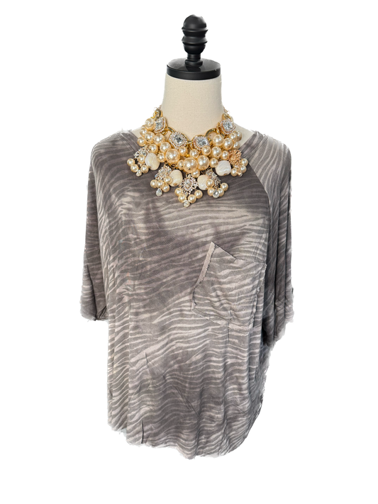 POL - Grey Zebra Shirt *Final Sale*