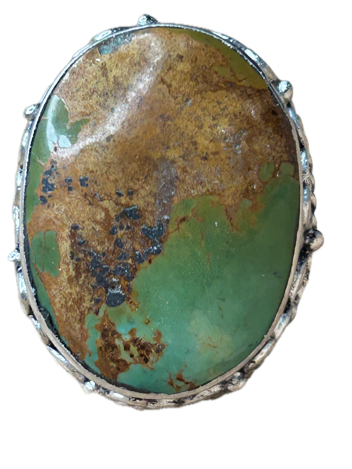 Medium Oval German Silver Turquoise Ring 2