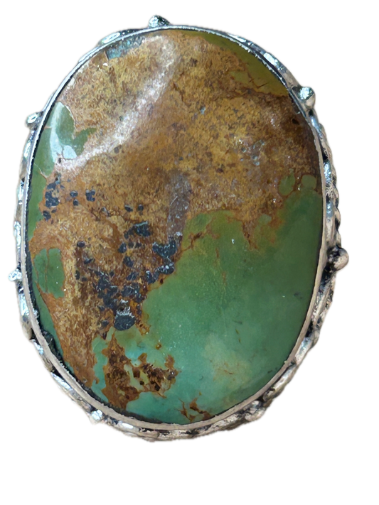 Medium Oval German Silver Turquoise Ring 2