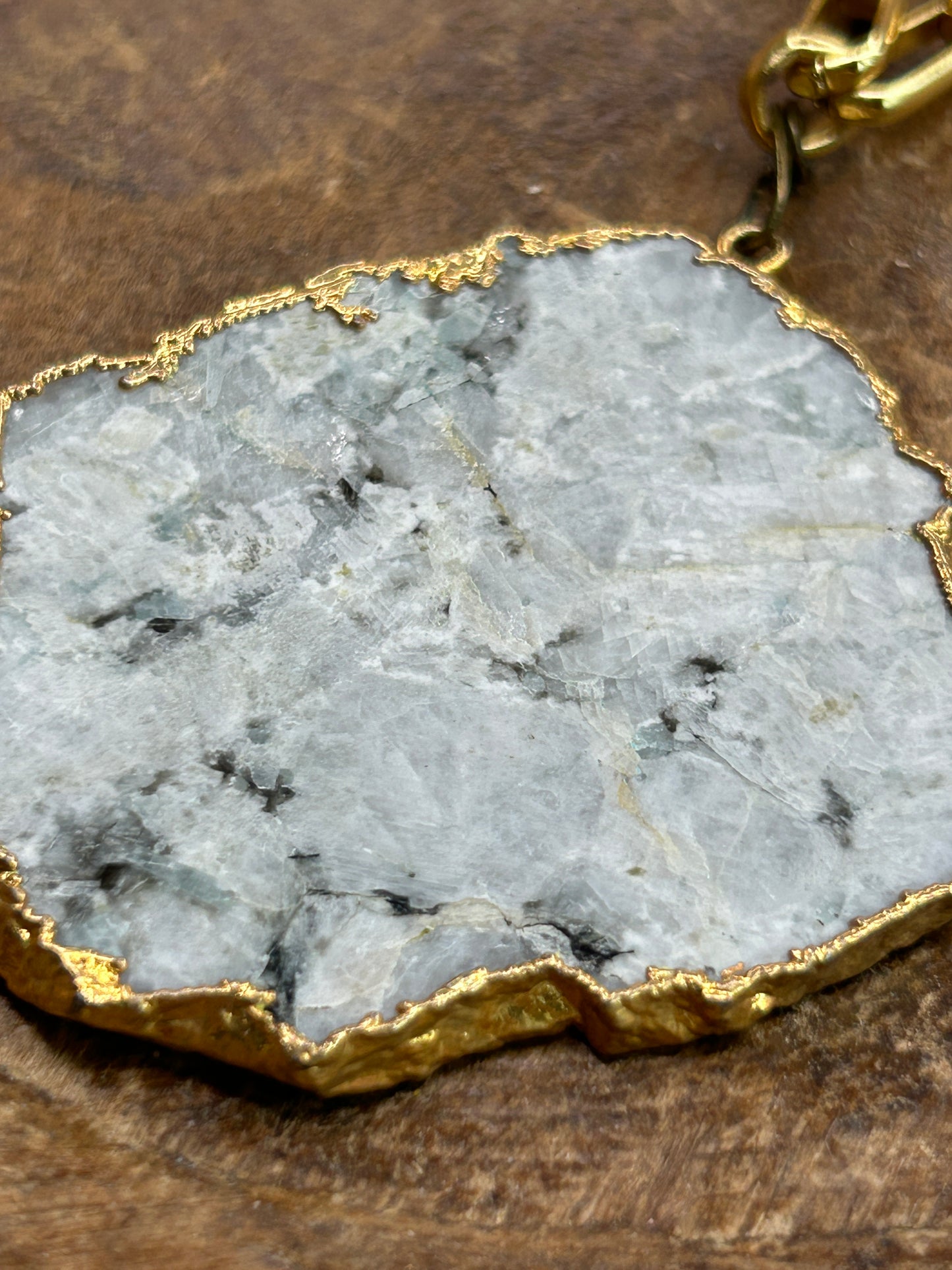 Gold Soldered Quartz Slab Necklace