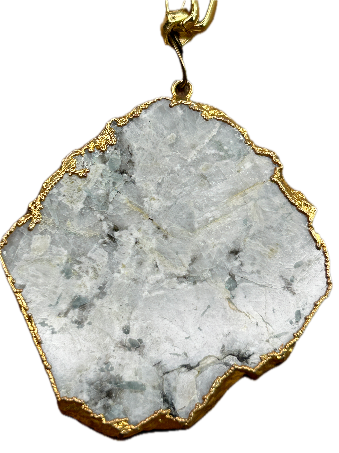 Gold Soldered Quartz Slab Necklace