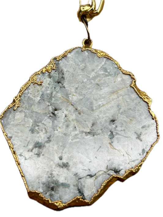 Gold Soldered Quartz Slab Necklace