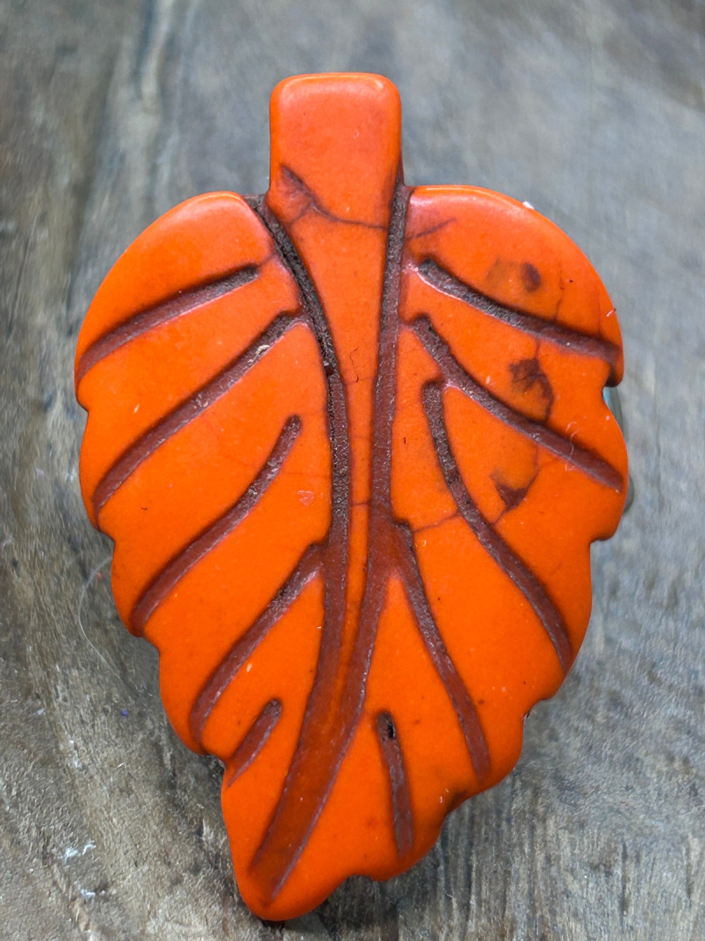 Hand-Carved Orange Leaf Stretch Ring - ERR ORIGINAL