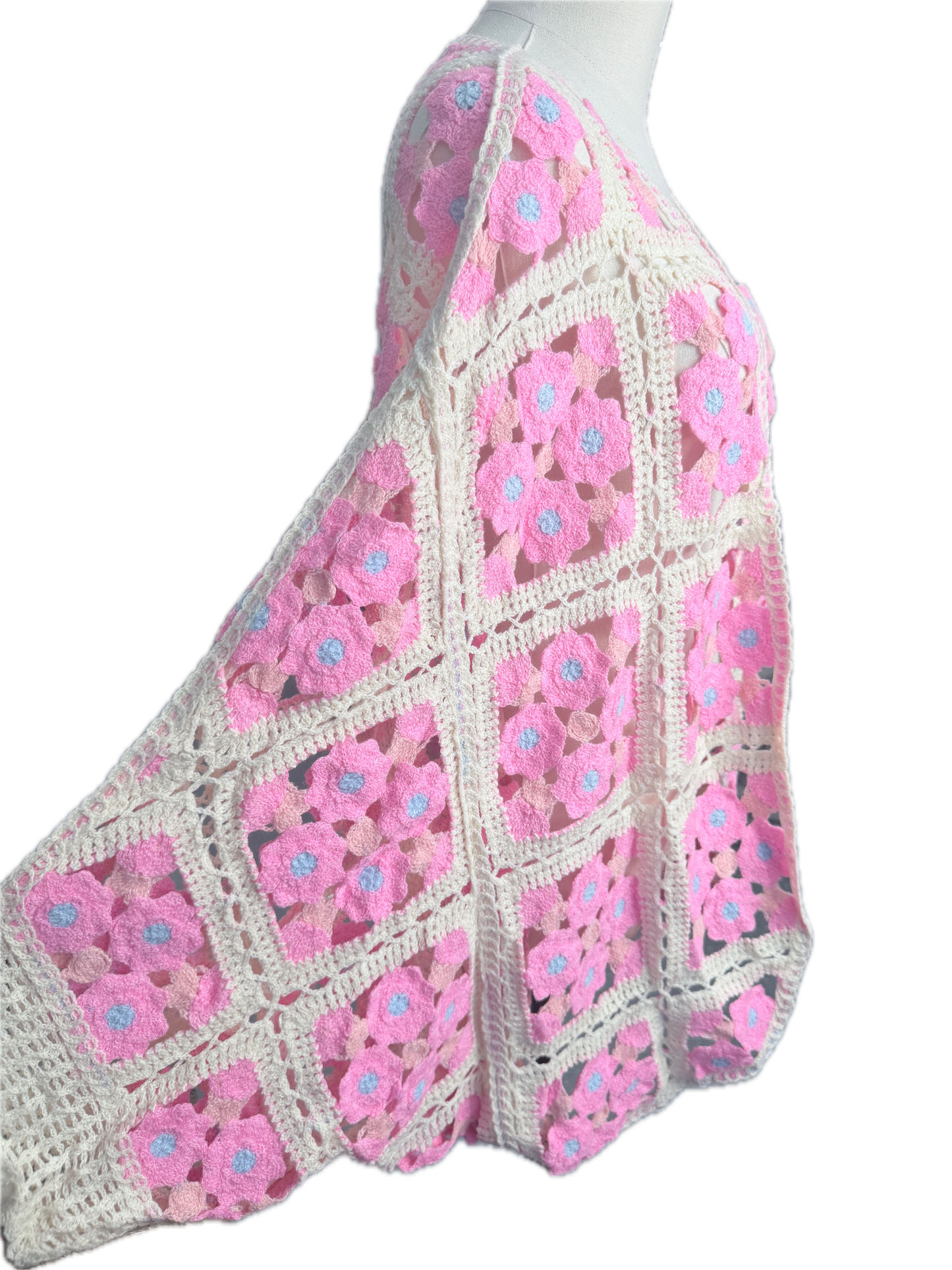 Mini Flora Crochet Square Cardigan (Pink)