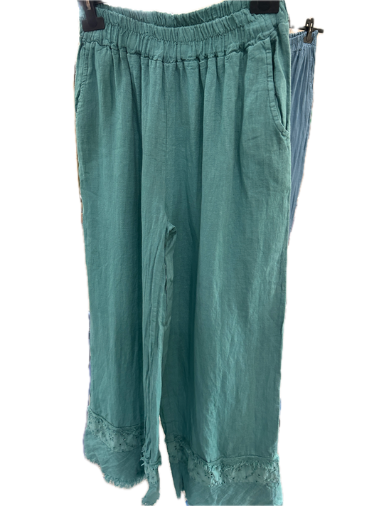 Linen Trouser Pants (Turquoise)