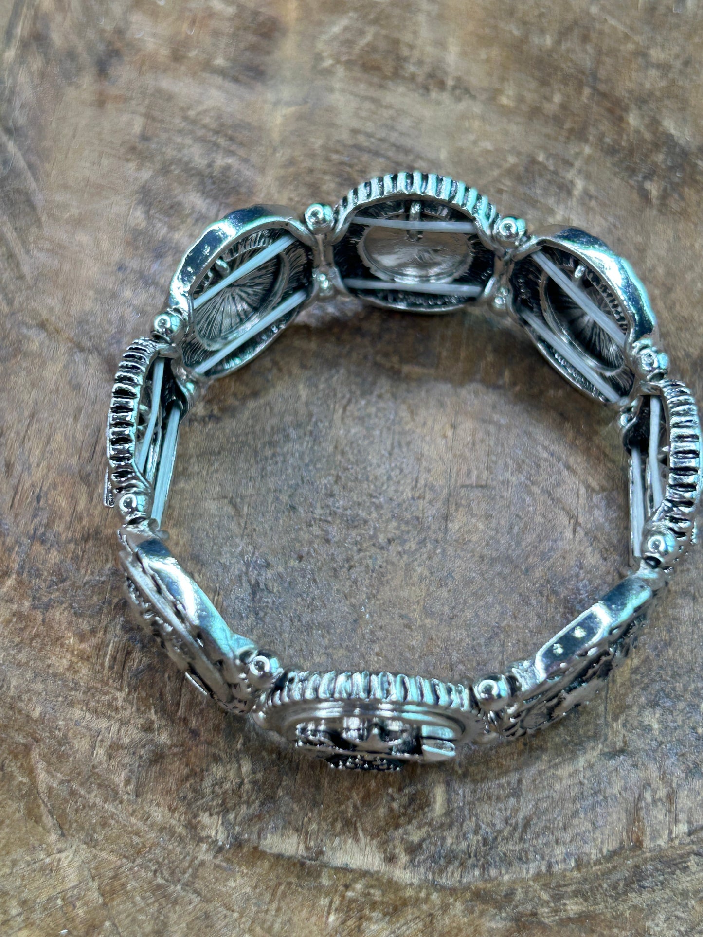 Silver Native Wild Horse Stretch Bracelet