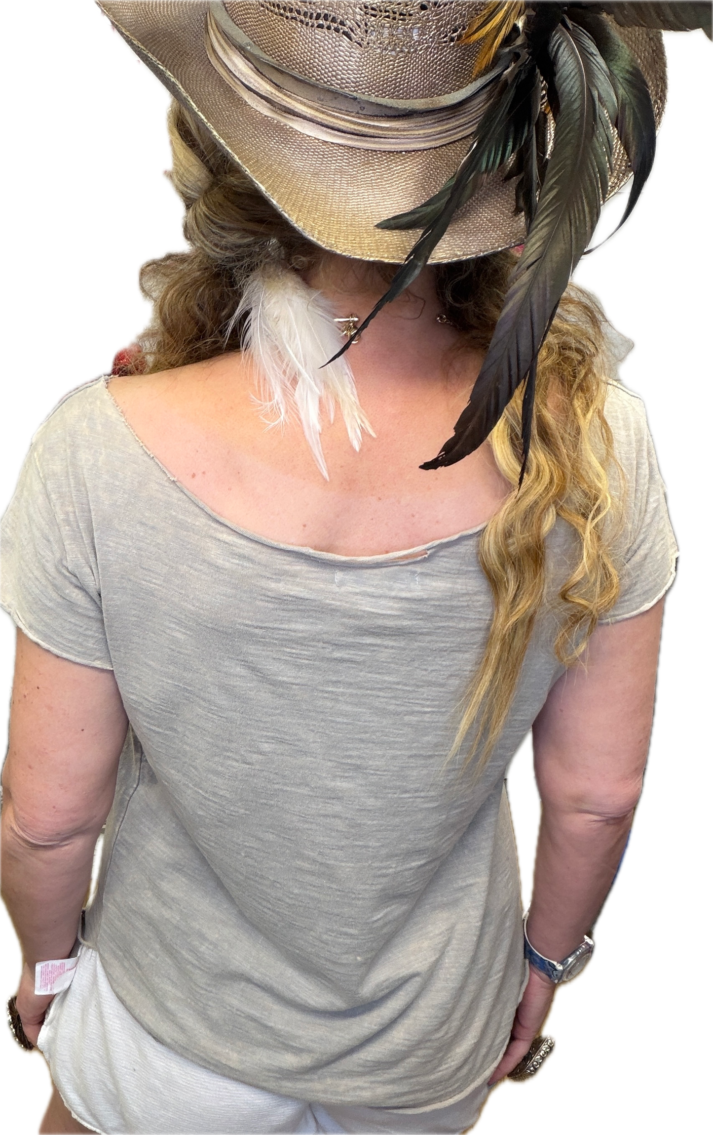 A RARE BIRD - Grey Distressed Washed Rag Tee