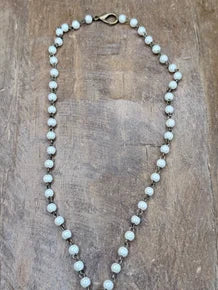 Tibetan Silver Pearl Carved Lady Cameo Necklace