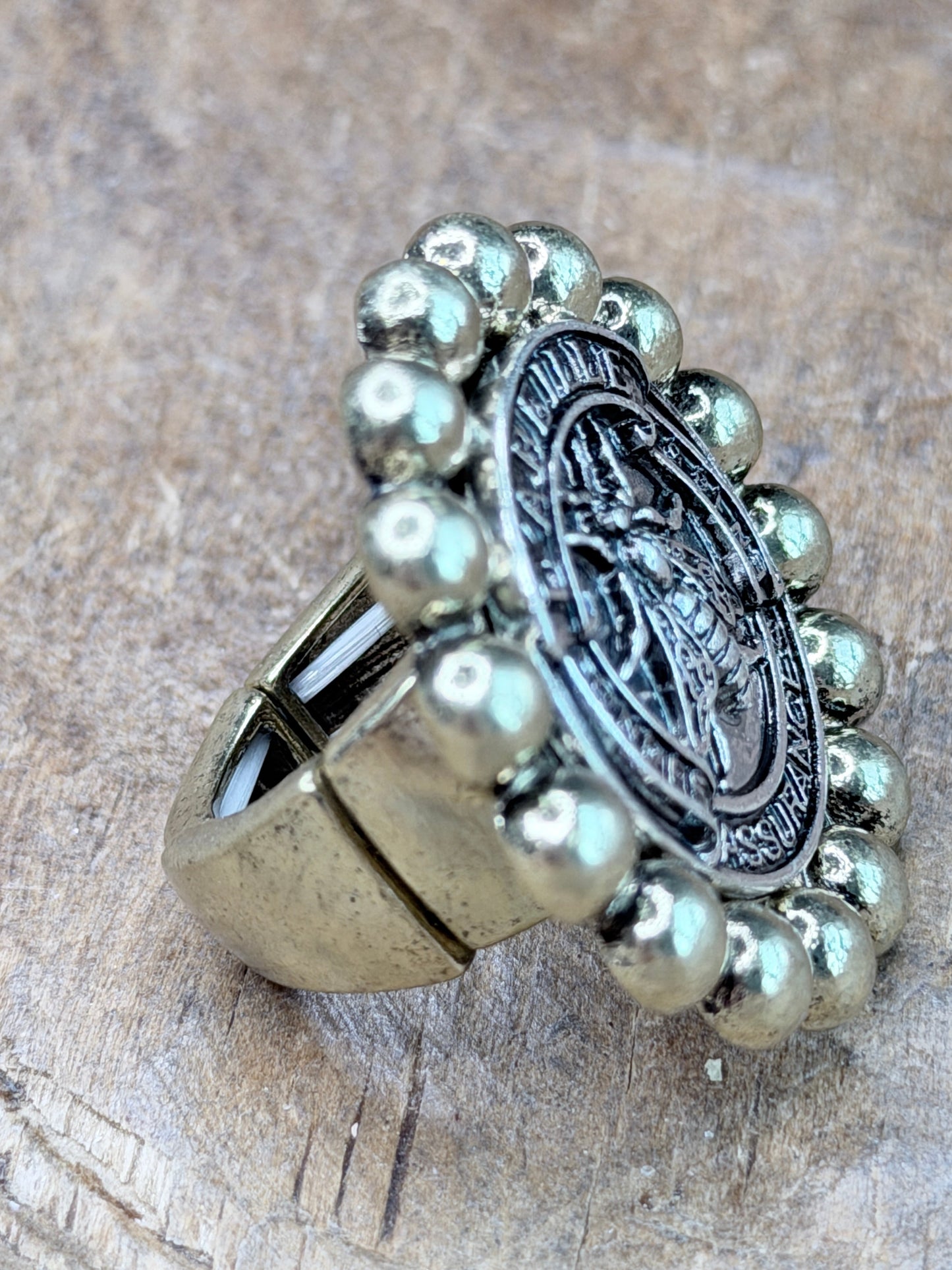 Silver and Gold Bee Coin Ring
