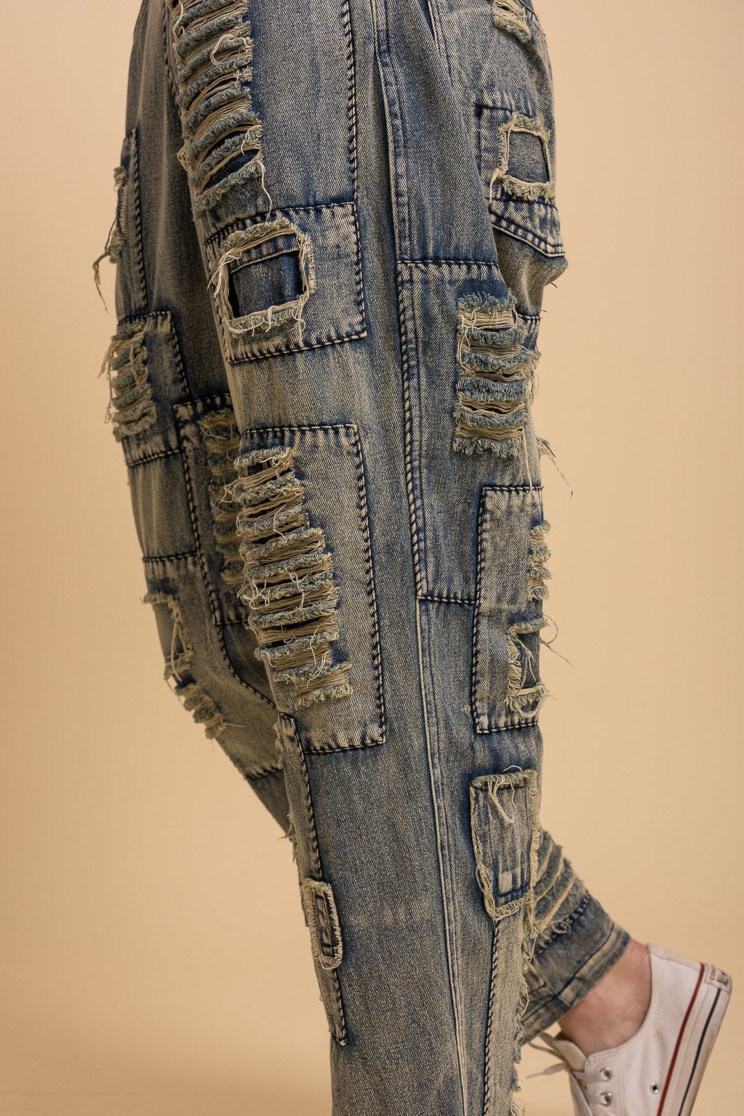 Bluevelvet- Washed Distressed Patchwork Jeans *Final Sale*