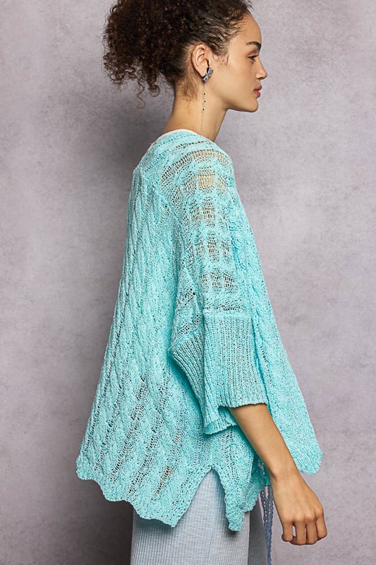 POL-Short Sleeve Cardigan (Electric Blue) PREORDER *Final Sale*