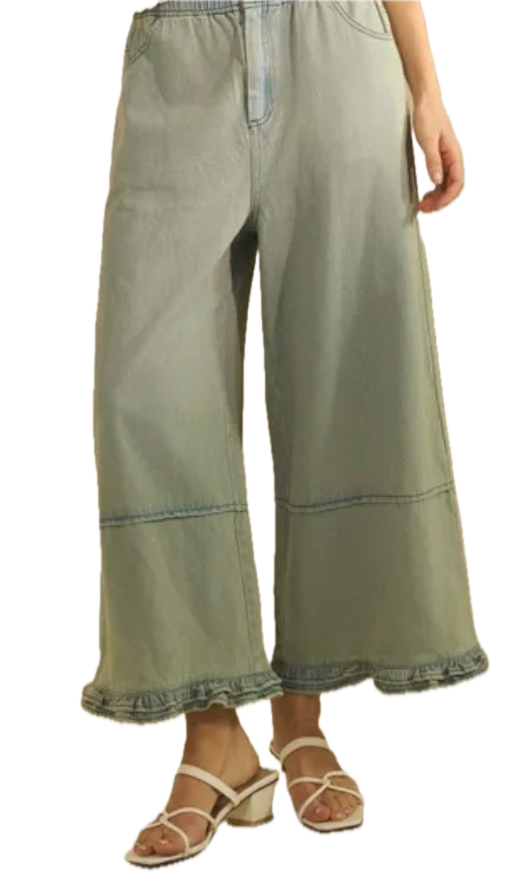 Oddi- Wide Leg Denim Pants (Chambray)