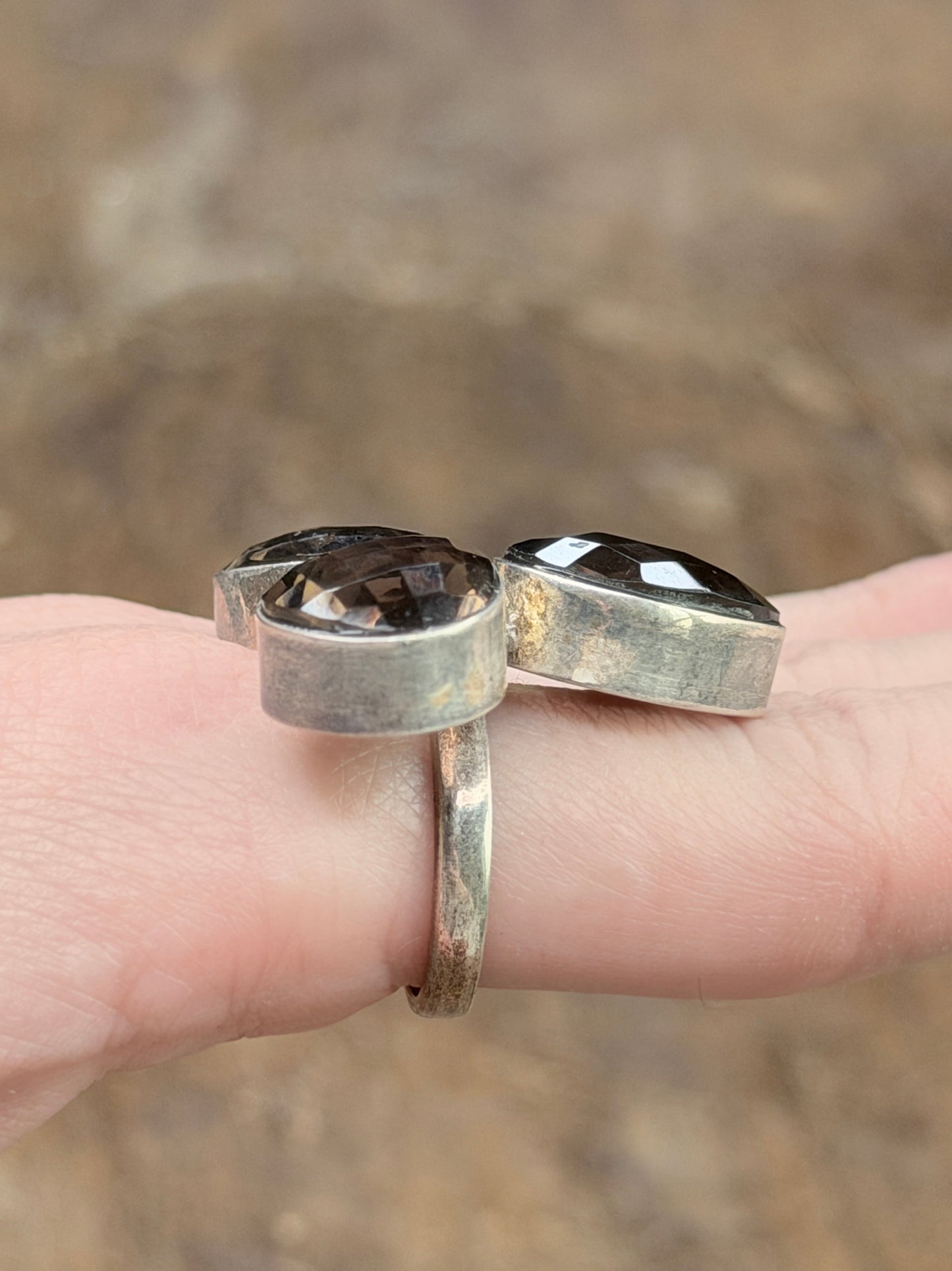 German Silver Tri-fecta Smokey Quartz Ring