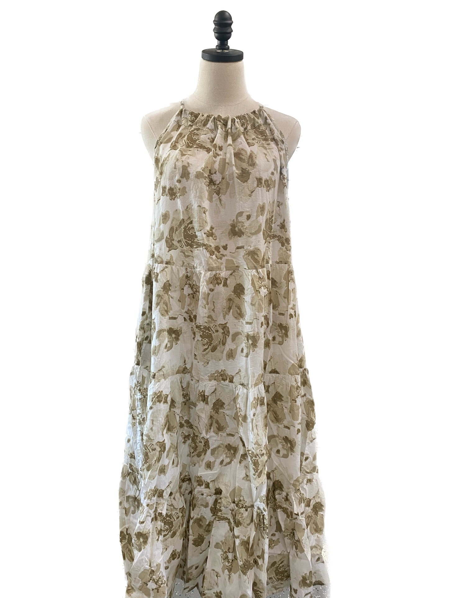 Namsar White and Tan Abstract Floral Dress