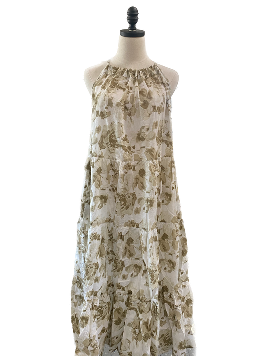 Namsar White and Tan Abstract Floral Dress