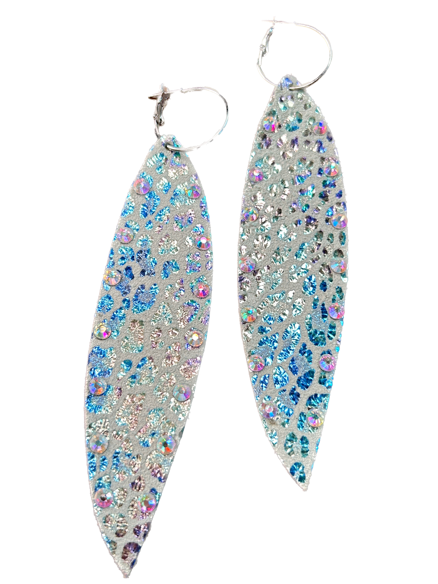 Sandra Ling Designs- Rainbow Leopard Print Leather Earrings