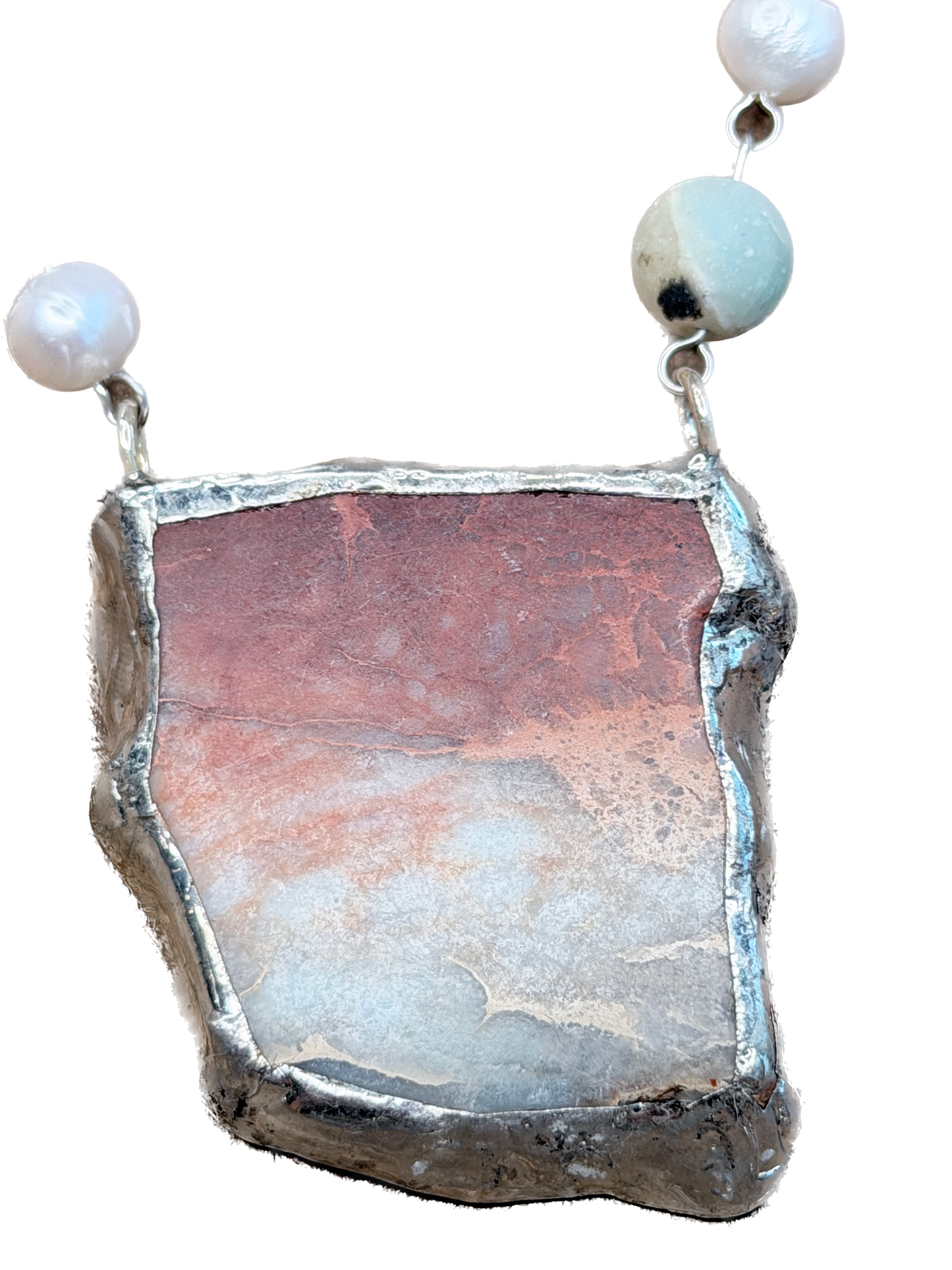 Soldered Aqua Terra Jasper Slab Necklace C
