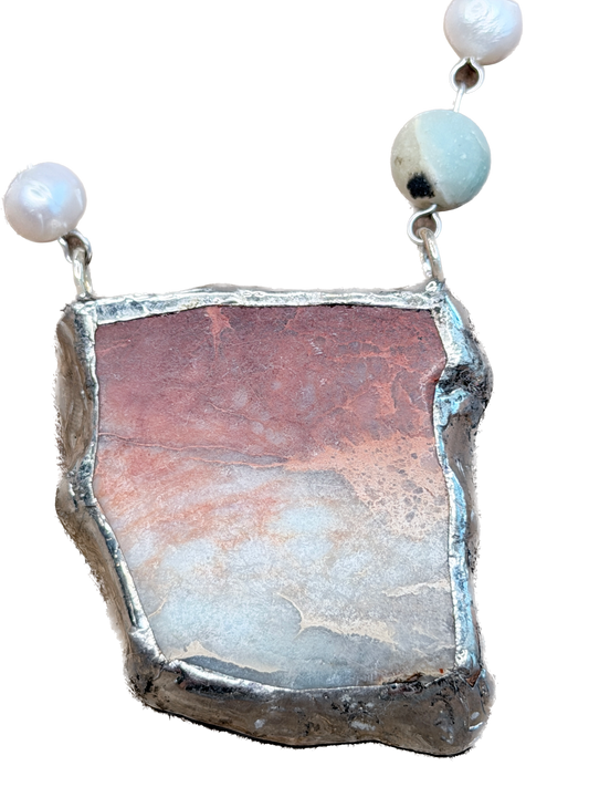 Soldered Aqua Terra Jasper Slab Necklace C
