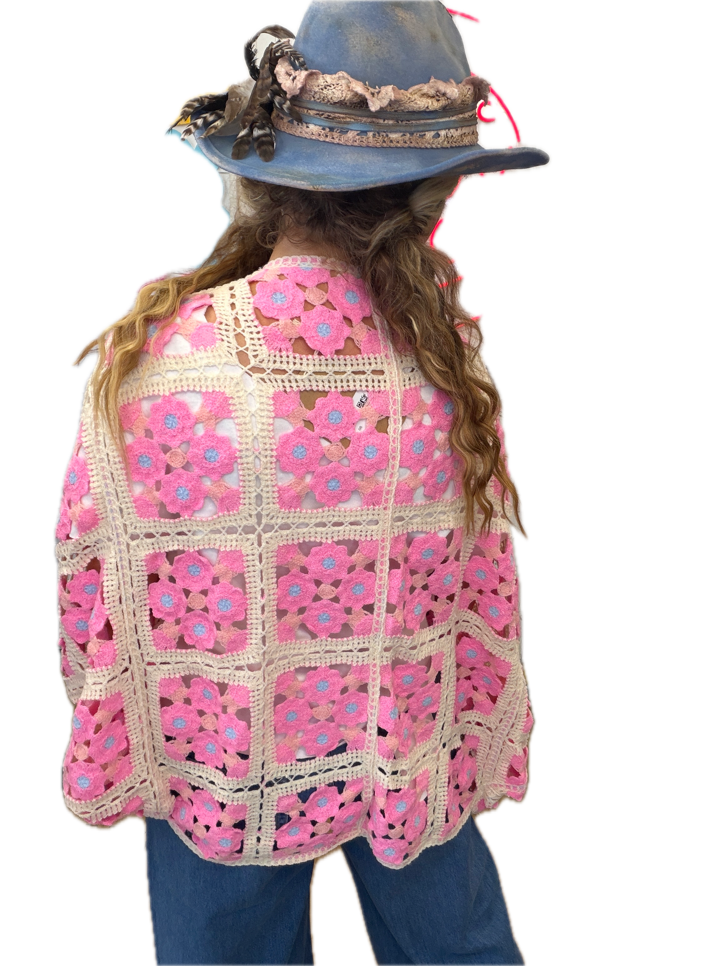 Mini Flora Crochet Square Cardigan (Pink)