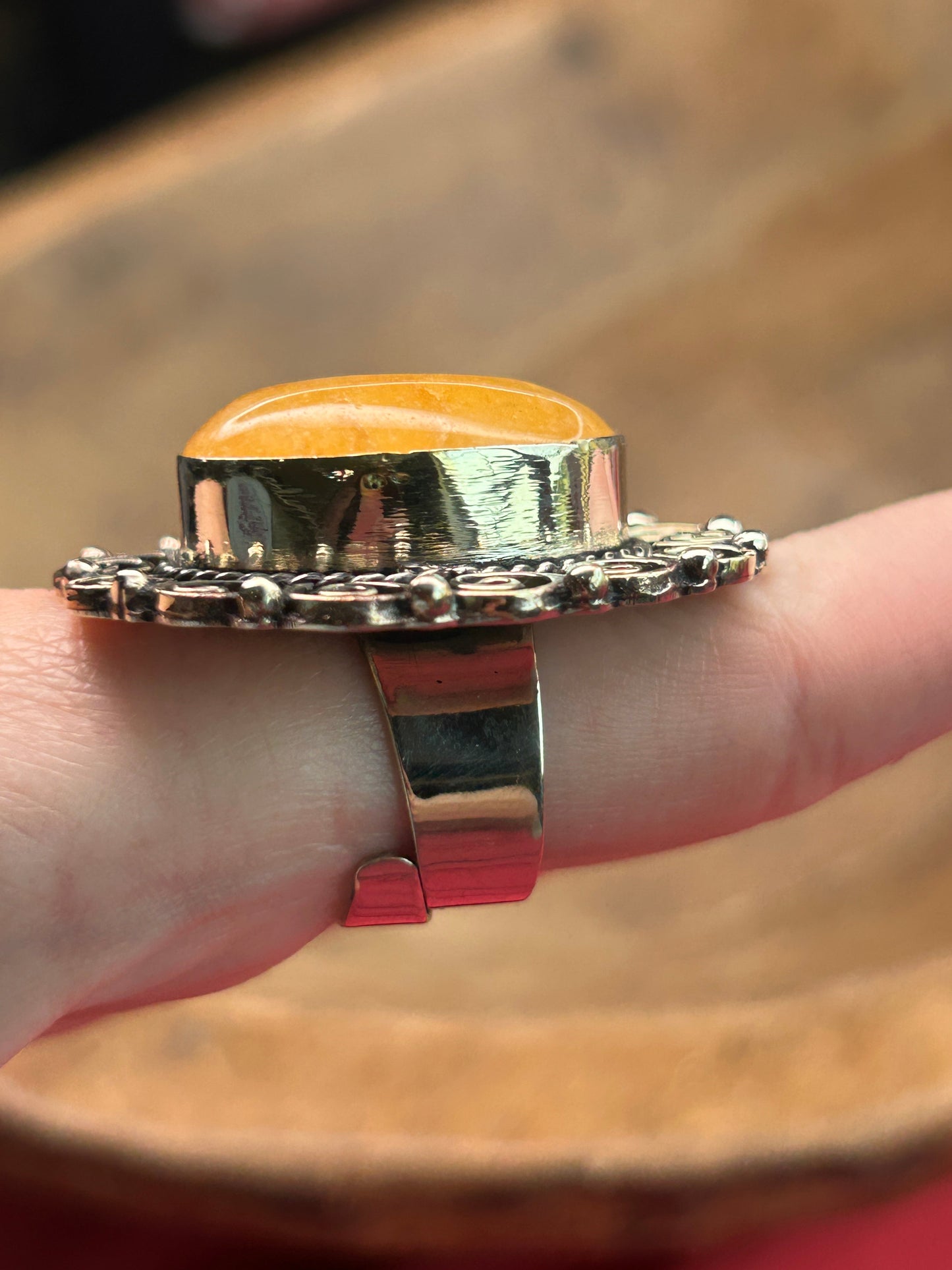 German Silver Yellow Citrine Oval Ring B