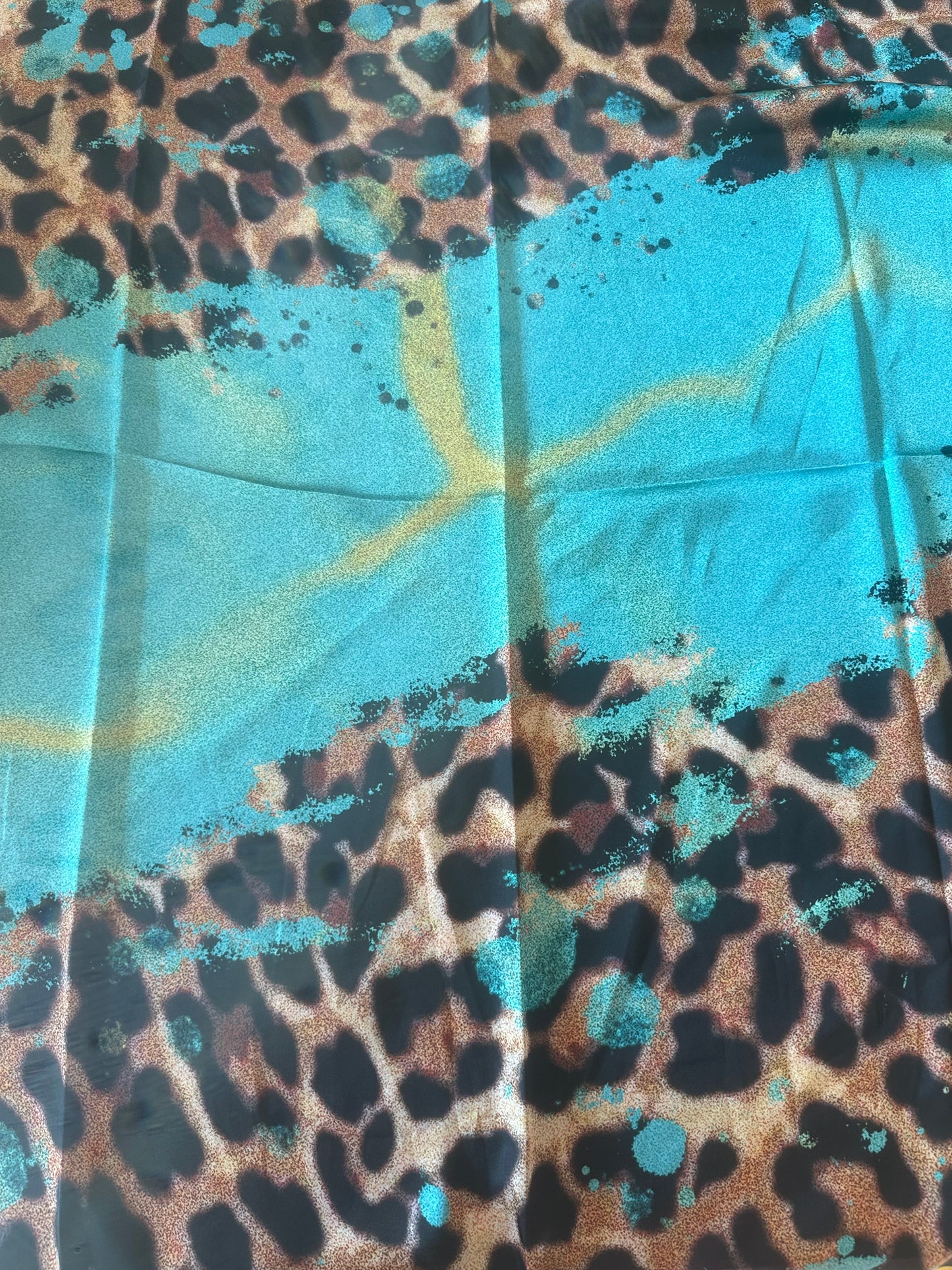 sale A Rare Bird-  Turquoise, Lime and Leopard Wild Rag