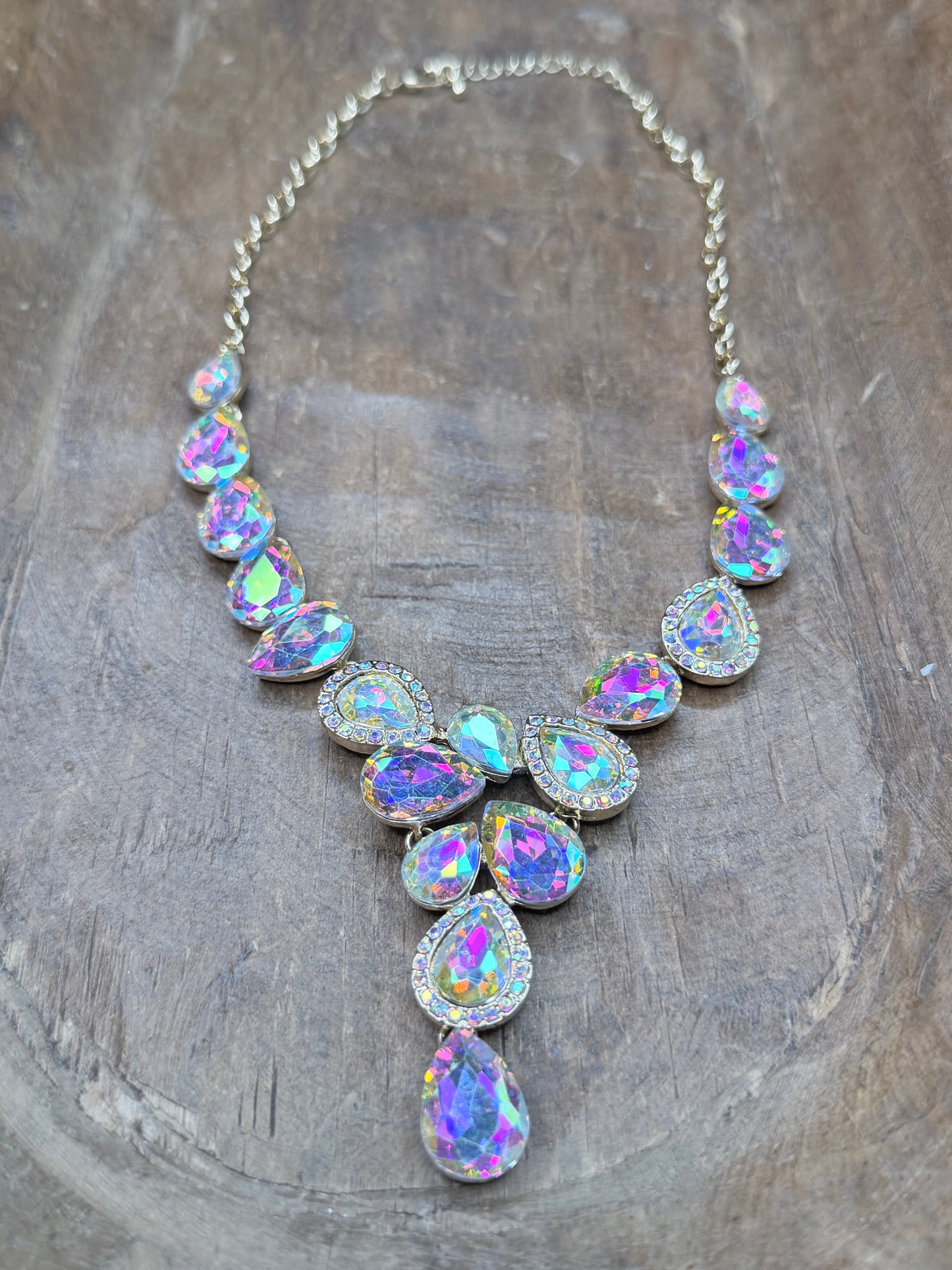 AB Crystal Teardrop Sparkle Anytime Necklace