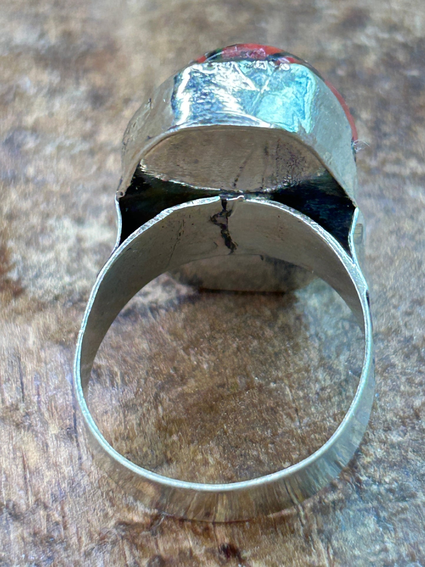 German Silver Wood Bead Ring