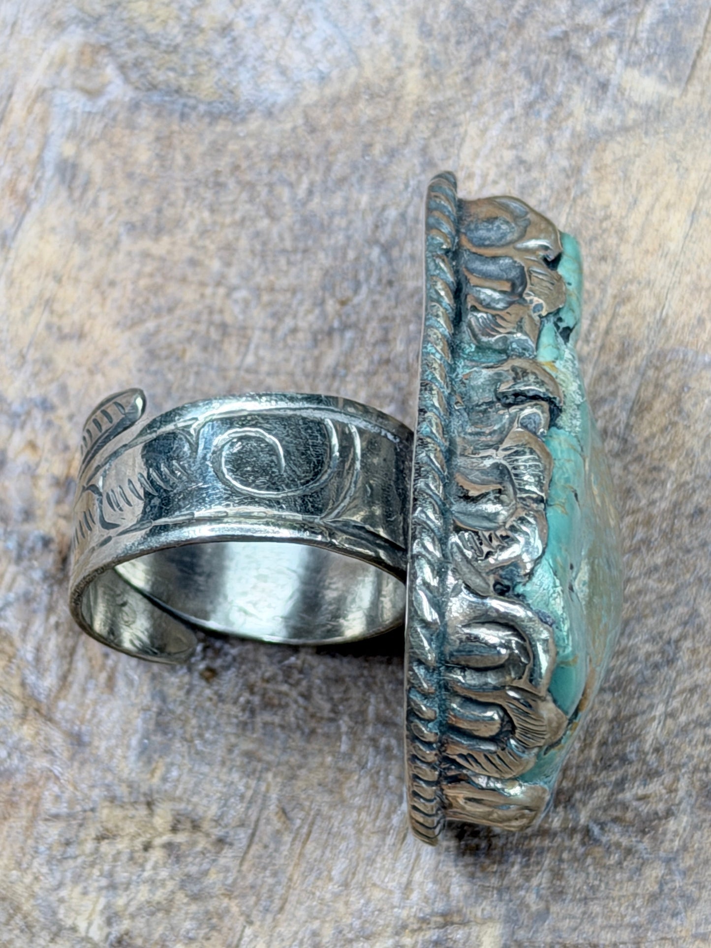Abby Tibetan Silver Natural Cut Turquoise Ring