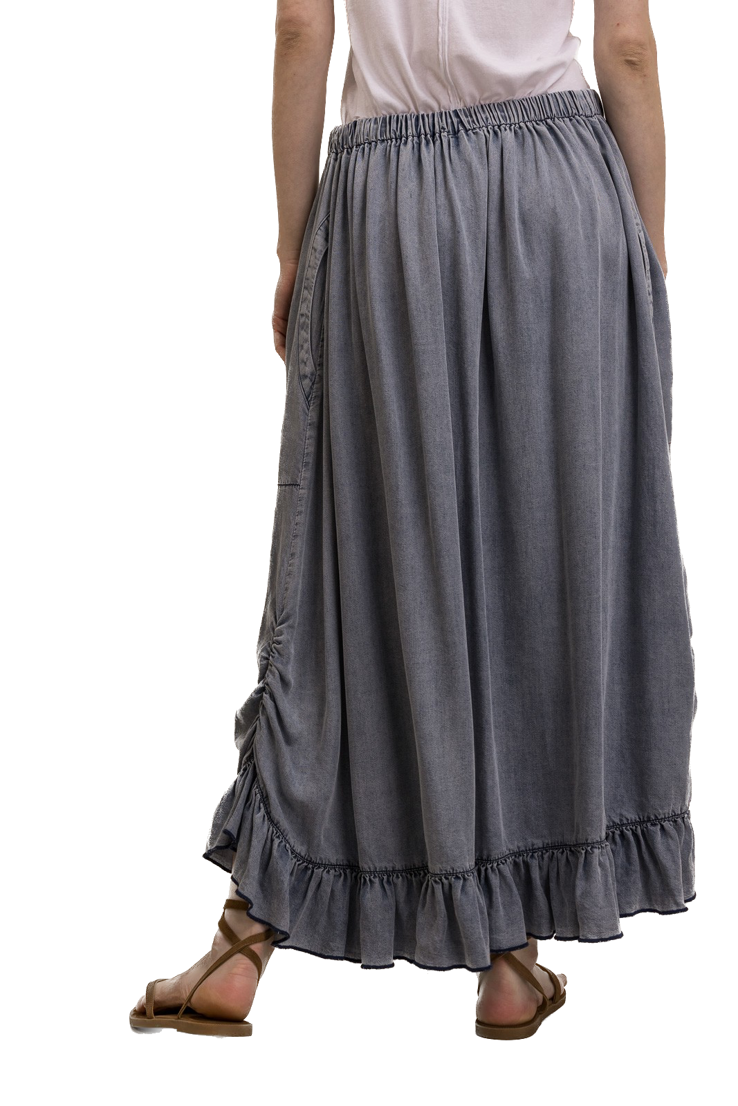 BlueVelvet- Front Ruched High Waisted Skirt (Denim) *Final Sale*