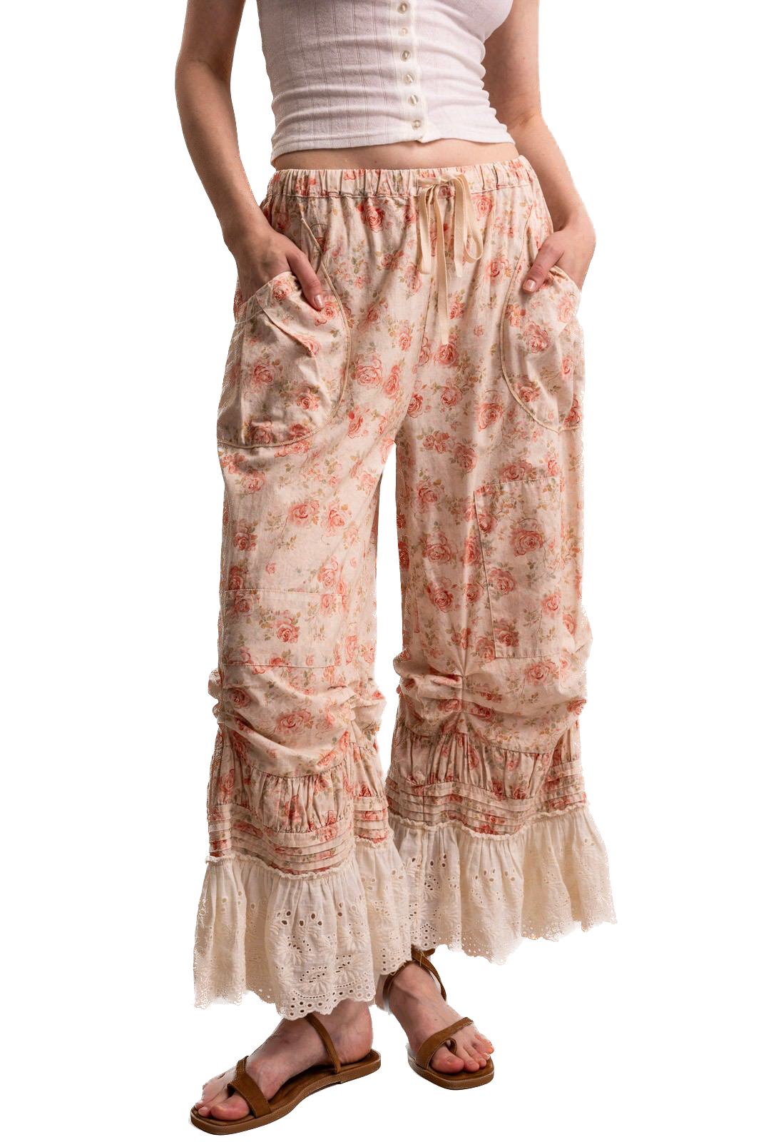 BlueVelvet- Floral Print Ruffle Cinched Bloomers (Pink) *Final Sale*
