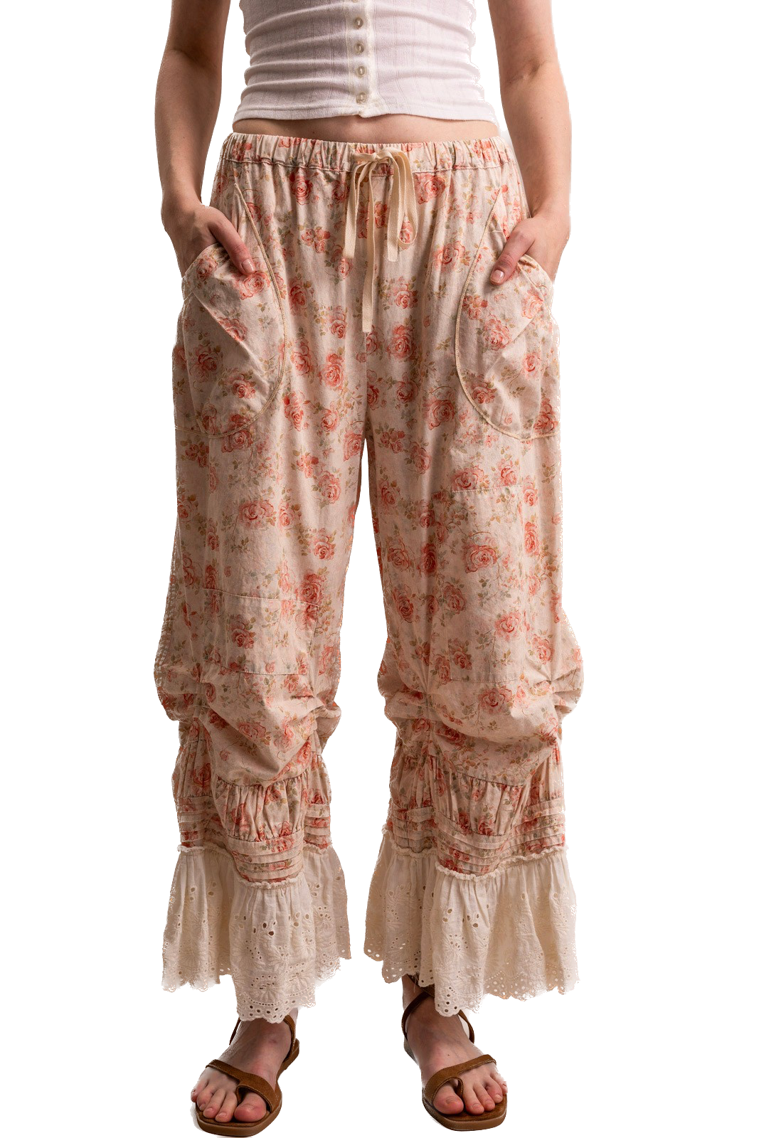 BlueVelvet- Floral Print Ruffle Cinched Bloomers (Pink) *Final Sale*