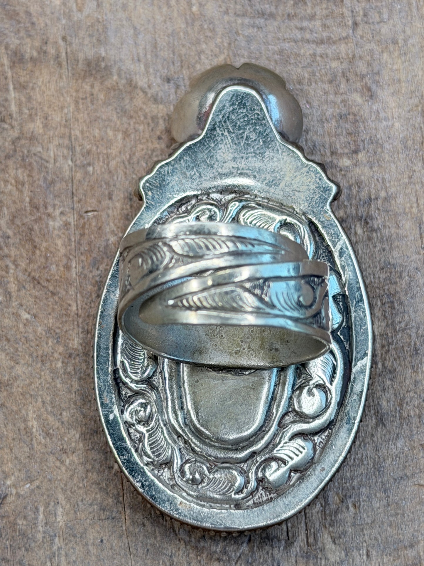 Tibetan Silver Leopard Skin Jasper Oval Ring