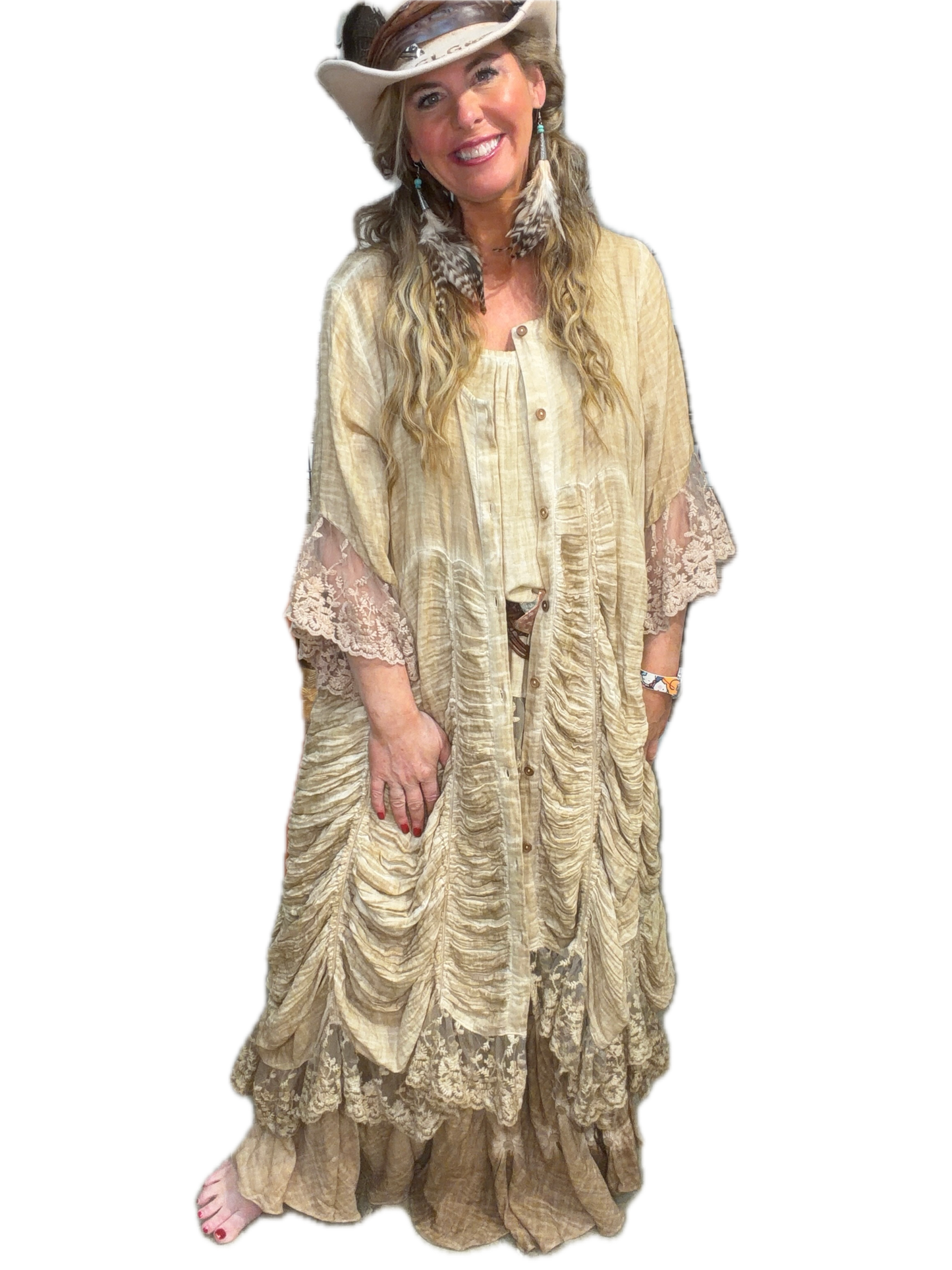 Paper Lace - Button Up Duster (Tea-Dye) (Jacket) (Final Sale)