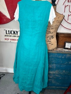 BA- Linen Button Down Dress (Teal Lagoon) *Final Sale*