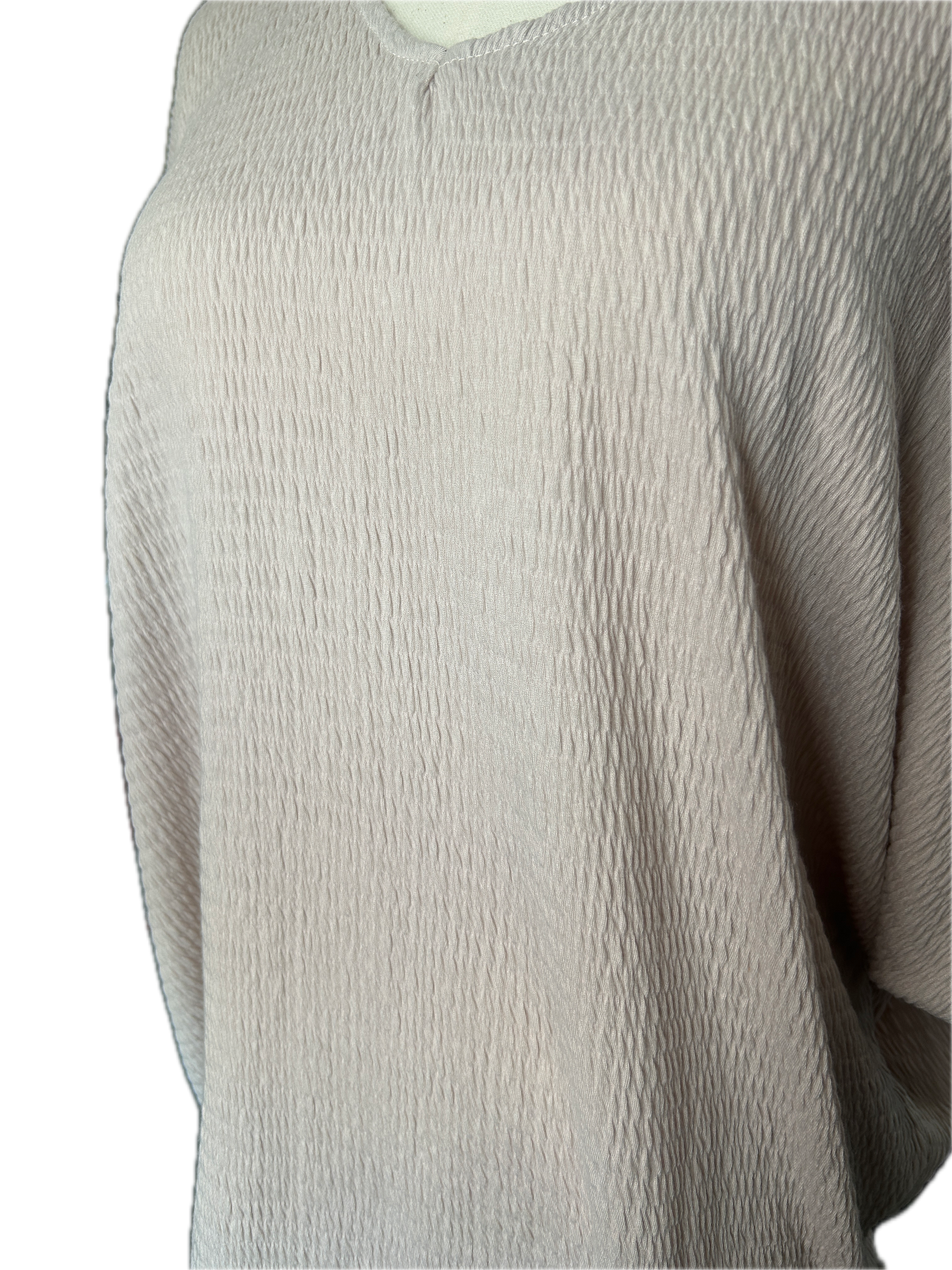 Smocked Jersey Dolma Sleeve Top (Taupe) *Final Sale*