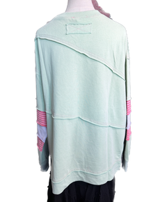 EASEL - Mixed Color Washed Terry Pullover (Pistachio)