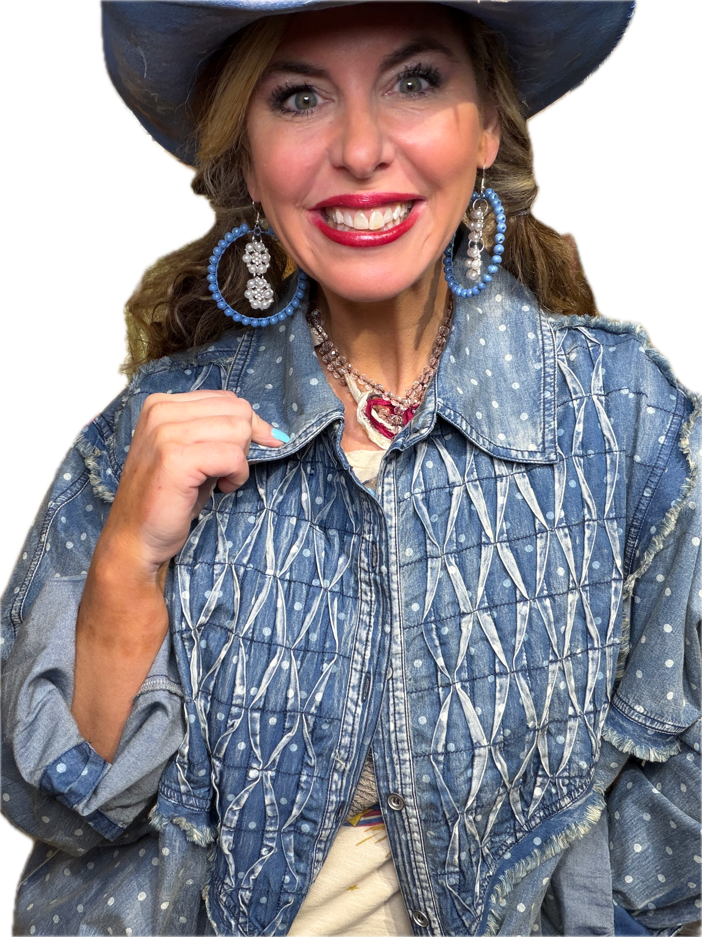 A RARE BIRD- Denim Dot Shirt