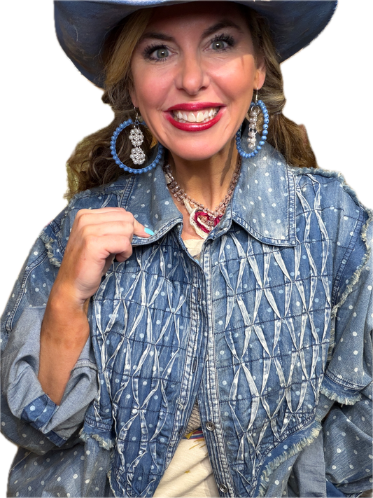 A RARE BIRD- Denim Dot Shirt