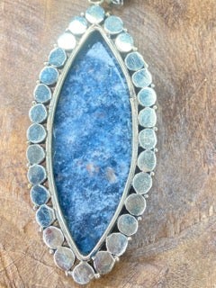 Diamond Shaped Larvikite Pearl Necklace