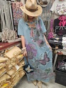 FINAL SALE A Rare Bird- Butterfly T-Shirt Dress