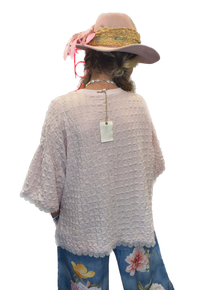 EASEL - Popcorn Knit 3/4 Sleeve Top (V.Rose) *Final Sale*