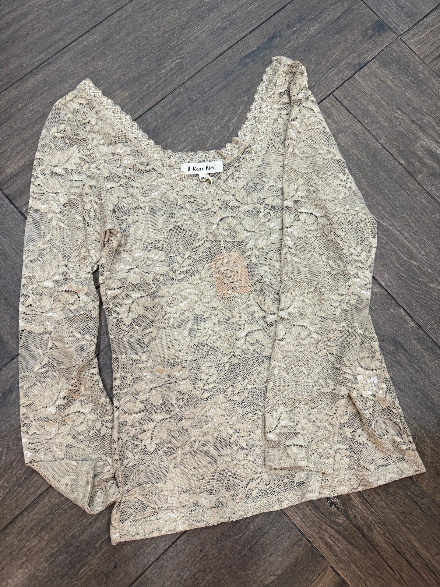 Rare Bird- Lace Layer Shirt (Tan) (pre order)