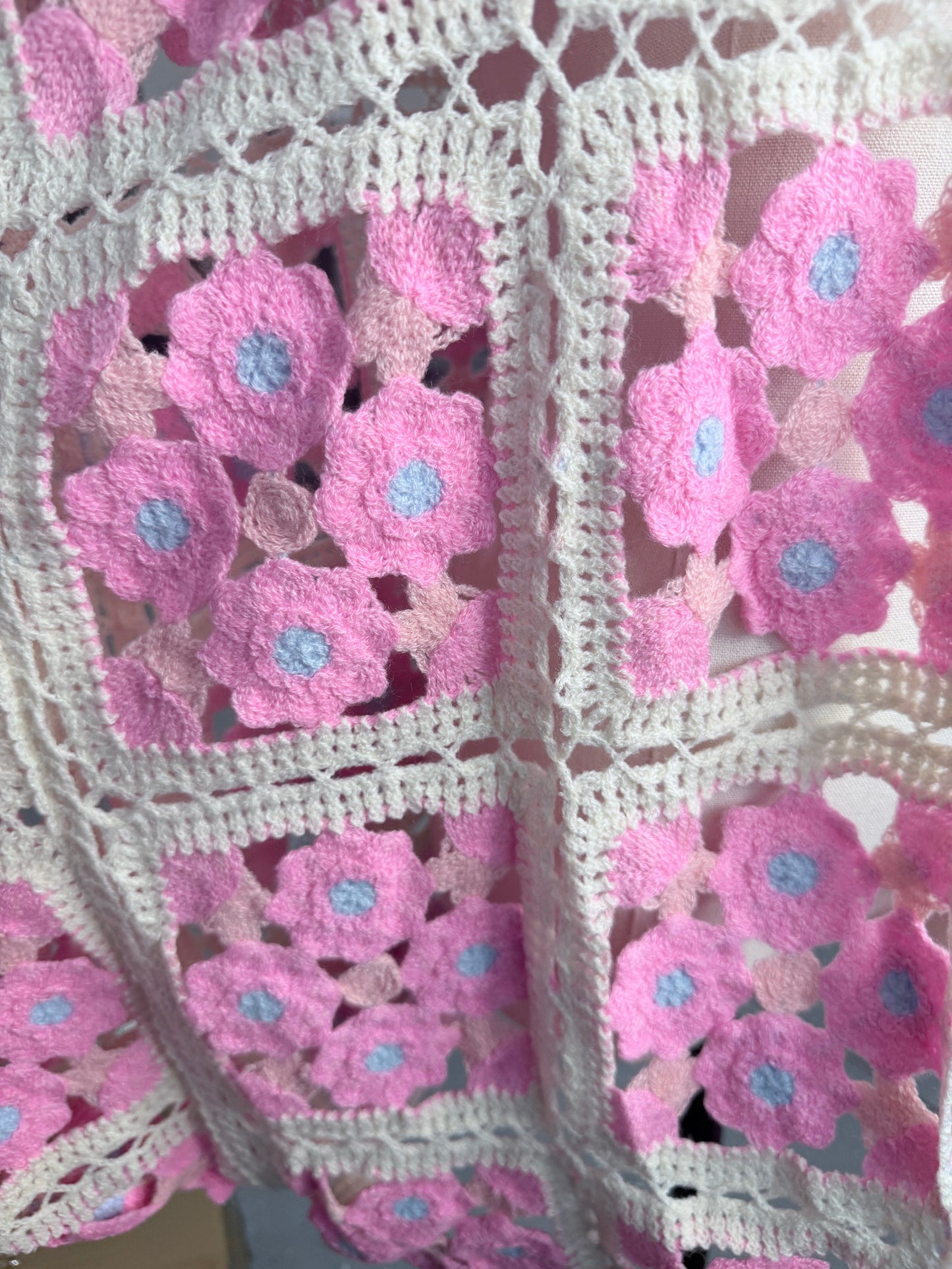 Mini Flora Crochet Square Cardigan (Pink)