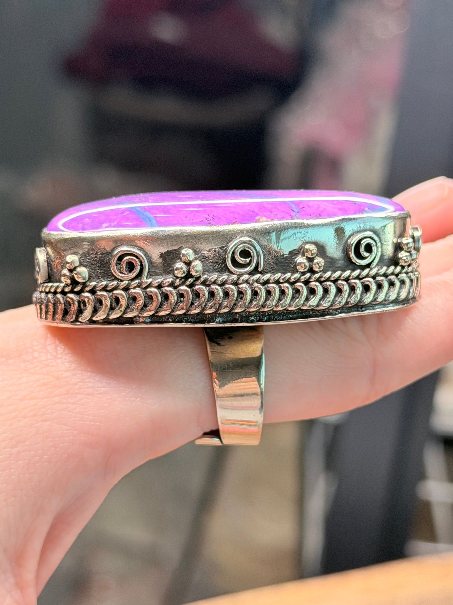 German Silver Mohave Purple Turquoise Ring (B)